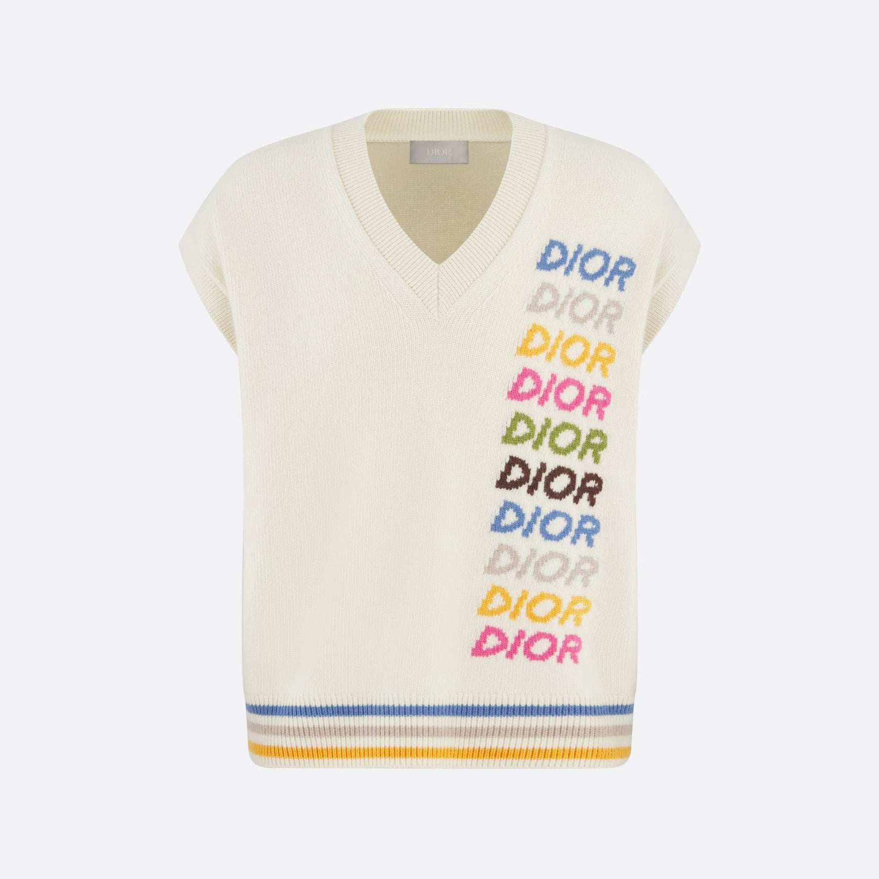 Dior Men's Fall White Knit Sleeveless Sweater Tank Top Vest #97211