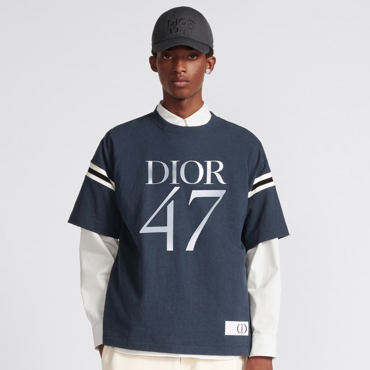 Dior Men's Summer Solid Color Letter Print Round Neck Loose Cotton Short Sleeve T-Shirt #97768