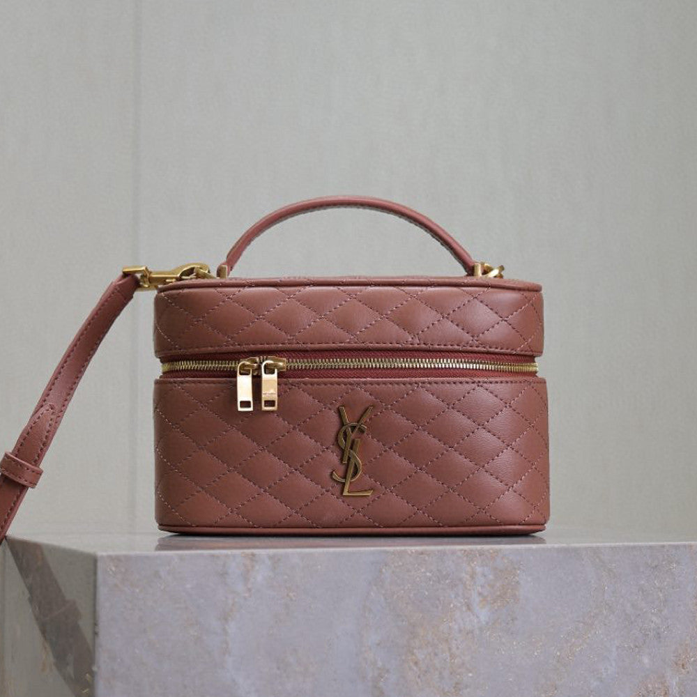 SAINT LAURENT GABY VANITY BAG Ladies Solid Color Detachable Adjustable Shoulder Strap Lambskin Shoulder Handbag Cosmetic Bag #76574