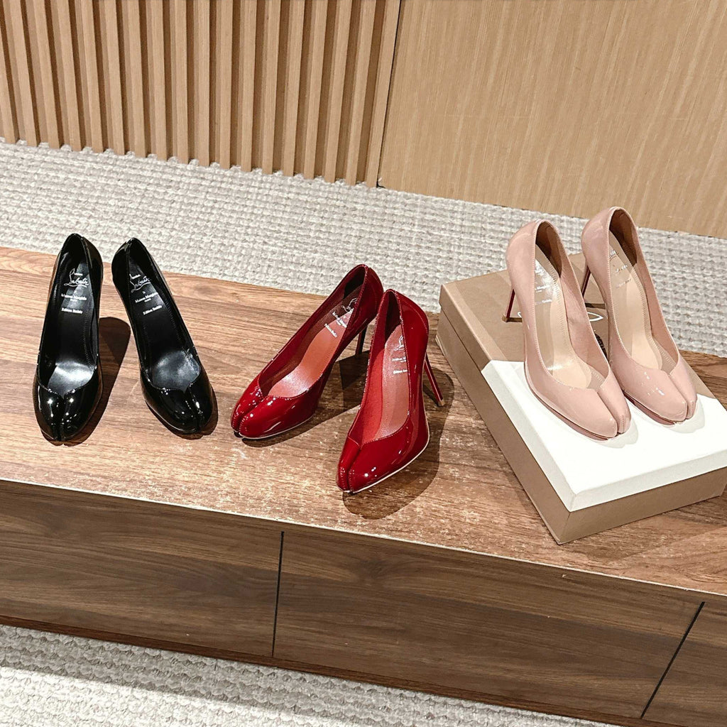 Christian Louboutin X Maison Margiela Women's Spring And Summer Split-toe High Heels Temperament Luxury Red Bottom Within The High Leather Single Shoes Ngvp #1599