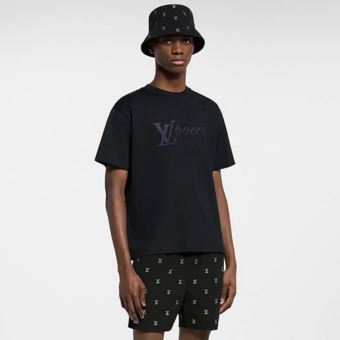 Louis Vuitton Men's Summer Logo Beaded Embroidery Letter Printed Solid Color Round Neck Short Sleeve T-Shirt #75961