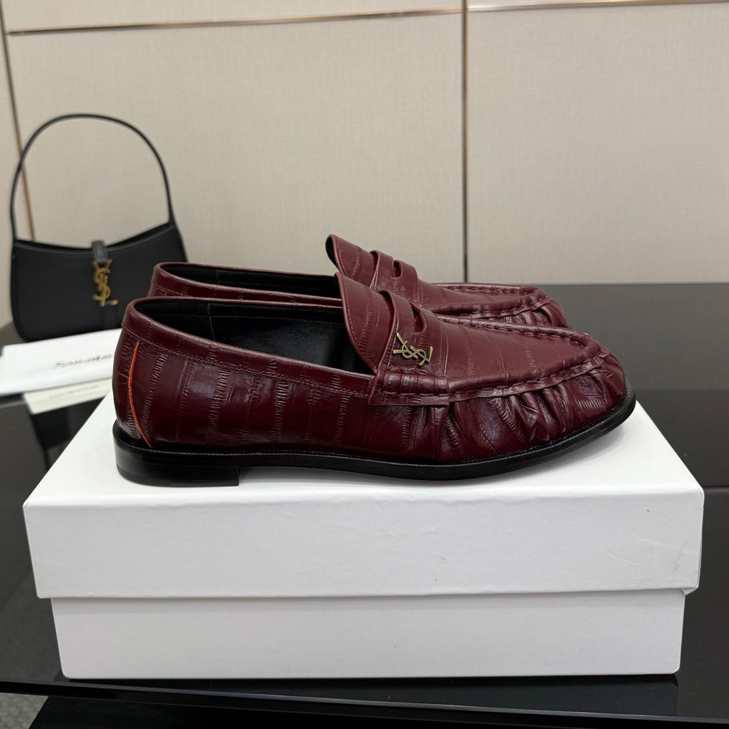 Saint Laurent Women's Autumn/Winter Fashion Casual Sheepskin Suede Round Toe Slip On Flat Loafers Casual Shoes #78376