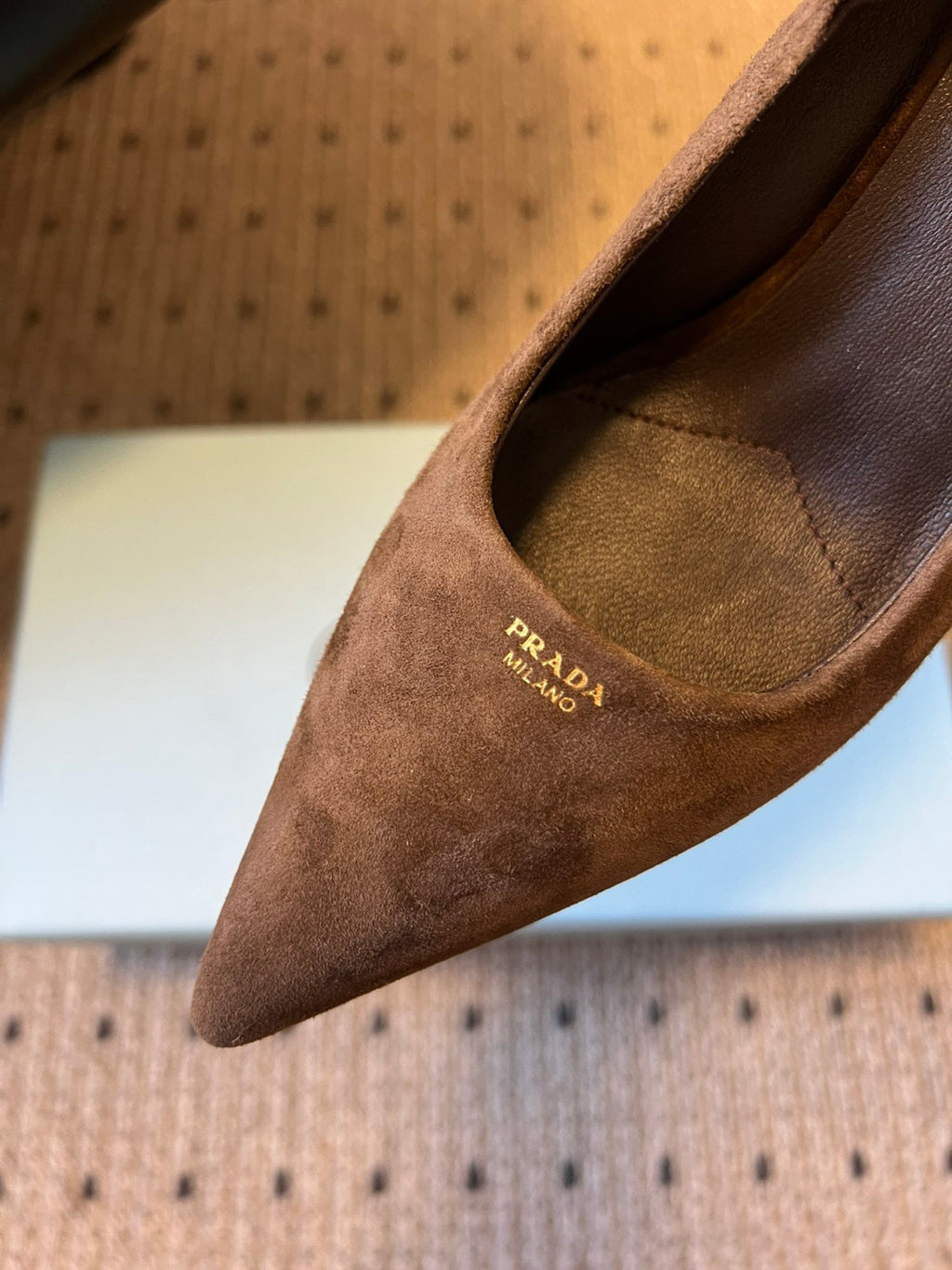PRADA Cocoa Brown Suede Pumps #334368