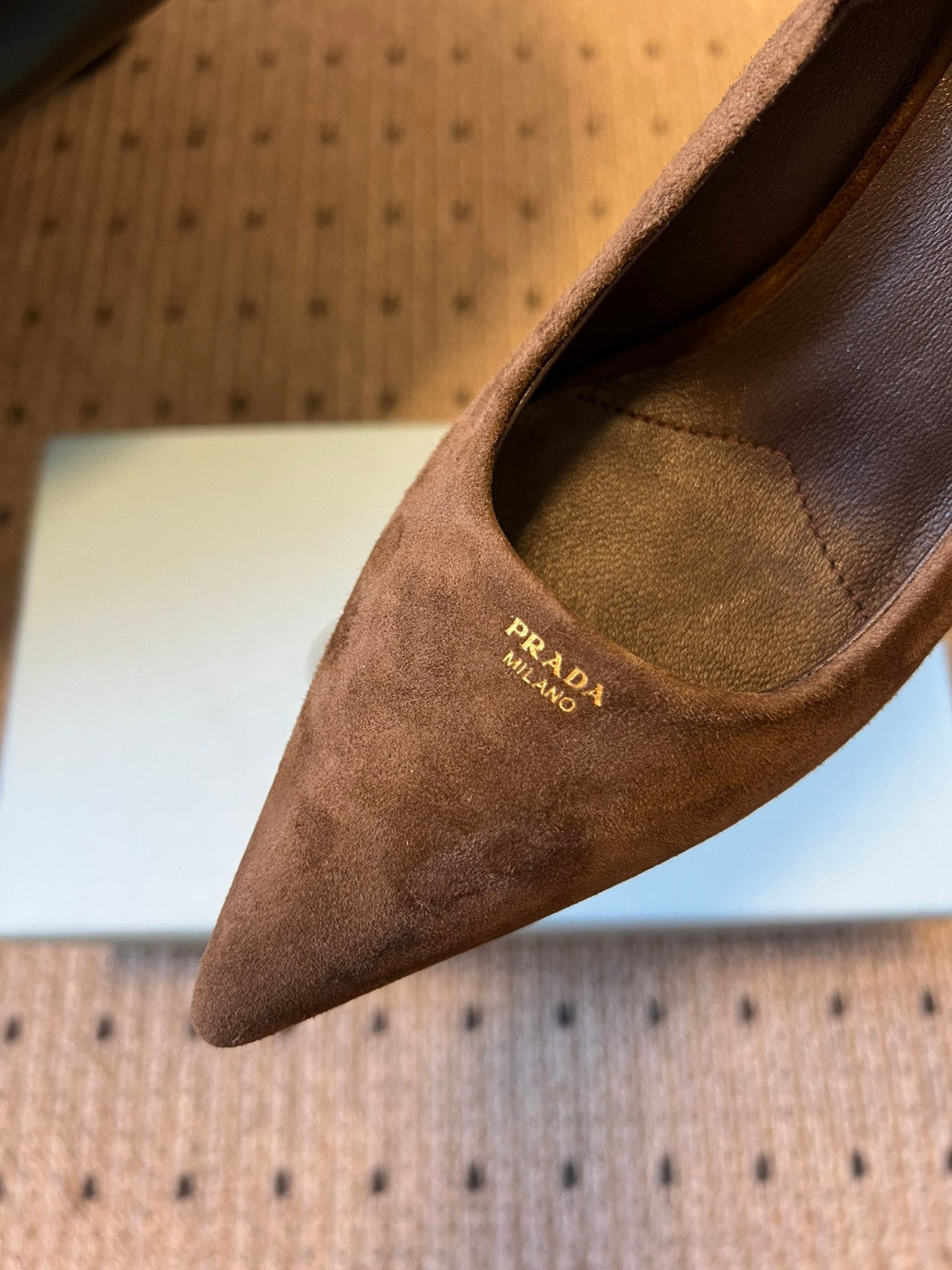 PRADA Cocoa Brown Suede Pumps #334368