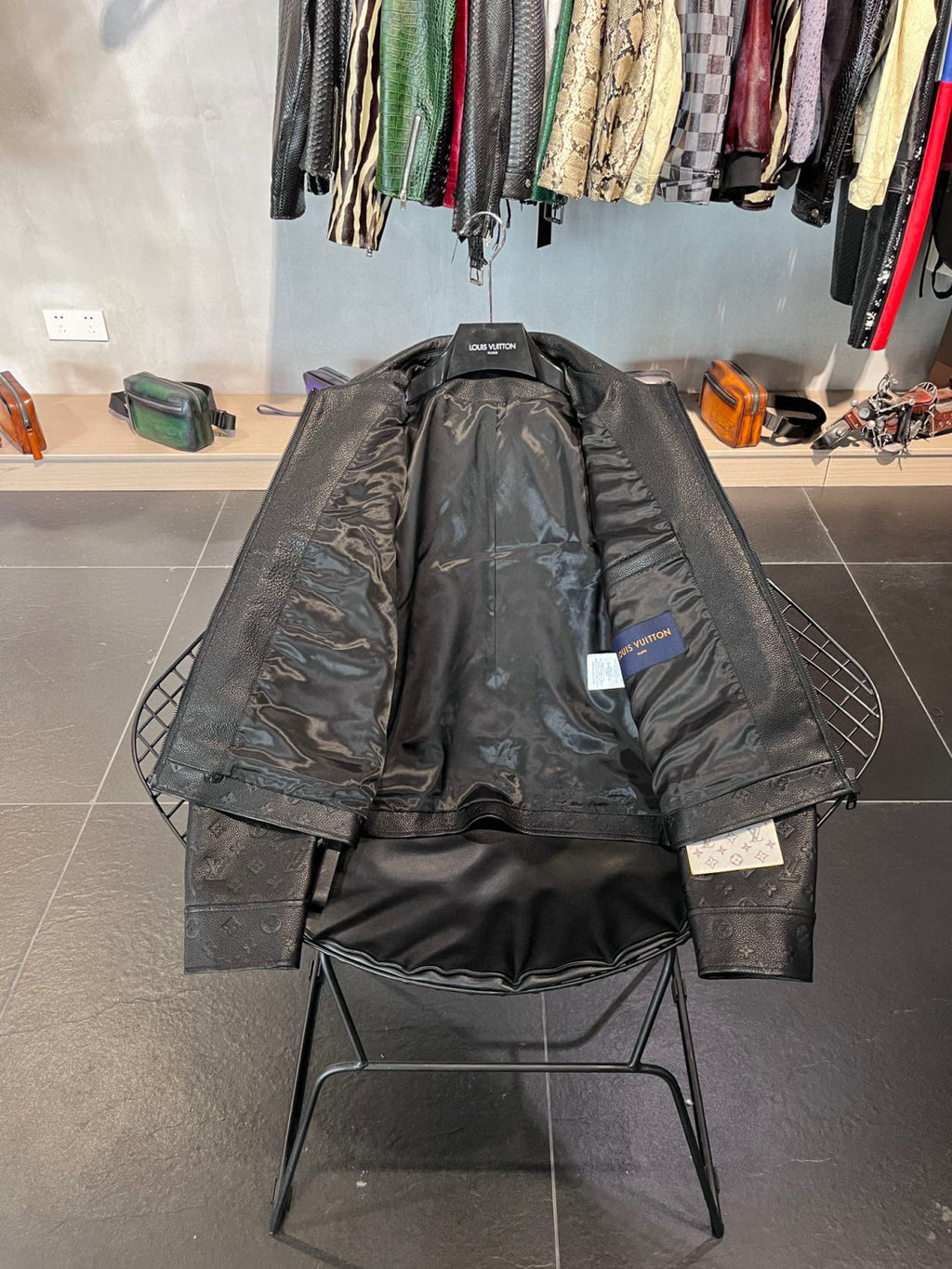 Louis Vuitton Monogram Black Multi Pocket Leather Jacket #21737