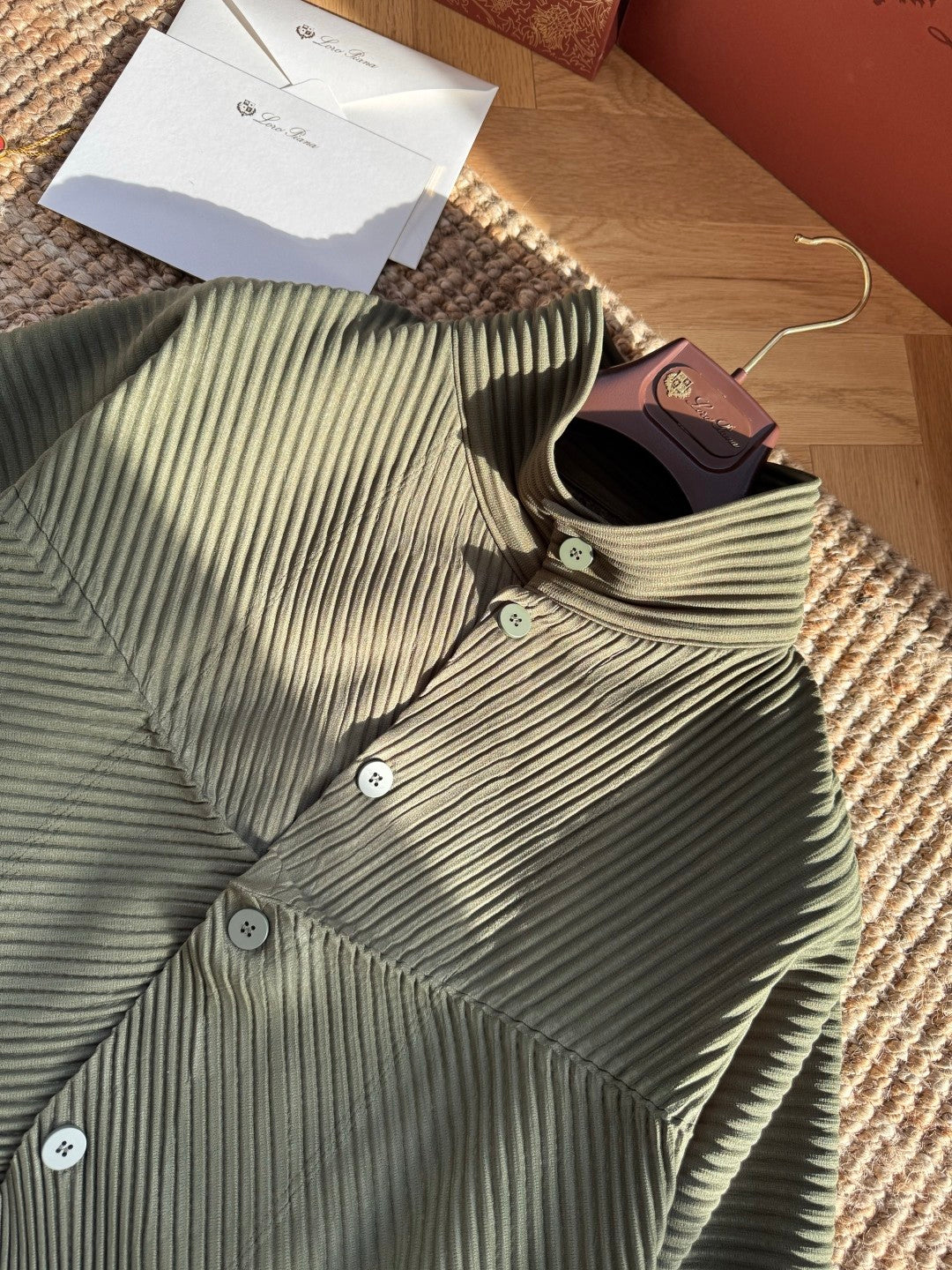 Issey Miyake Men's And Women's Spring/Fall Fashion Casual Solid Color Single Button Long Sleeve Striped Stand Up Collar Pleated Jacket #78833