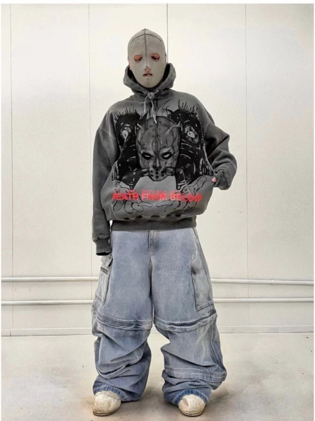 Vetements Men's All Season Cotton Solid Color Loose Straight Patchwork Denim Trousers Ngvp #6962