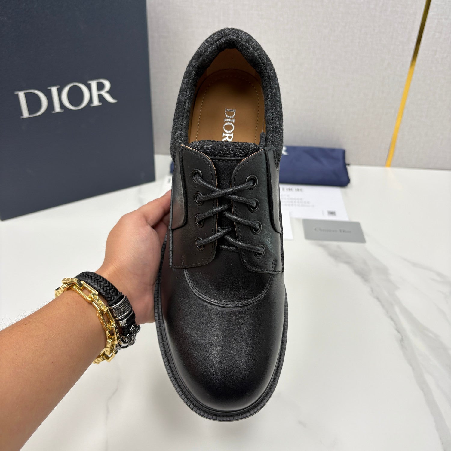 DIOR Dior Explorer III Derby Shoe Black Smooth Calfskin and Black Dior Oblique Jacquard #336111