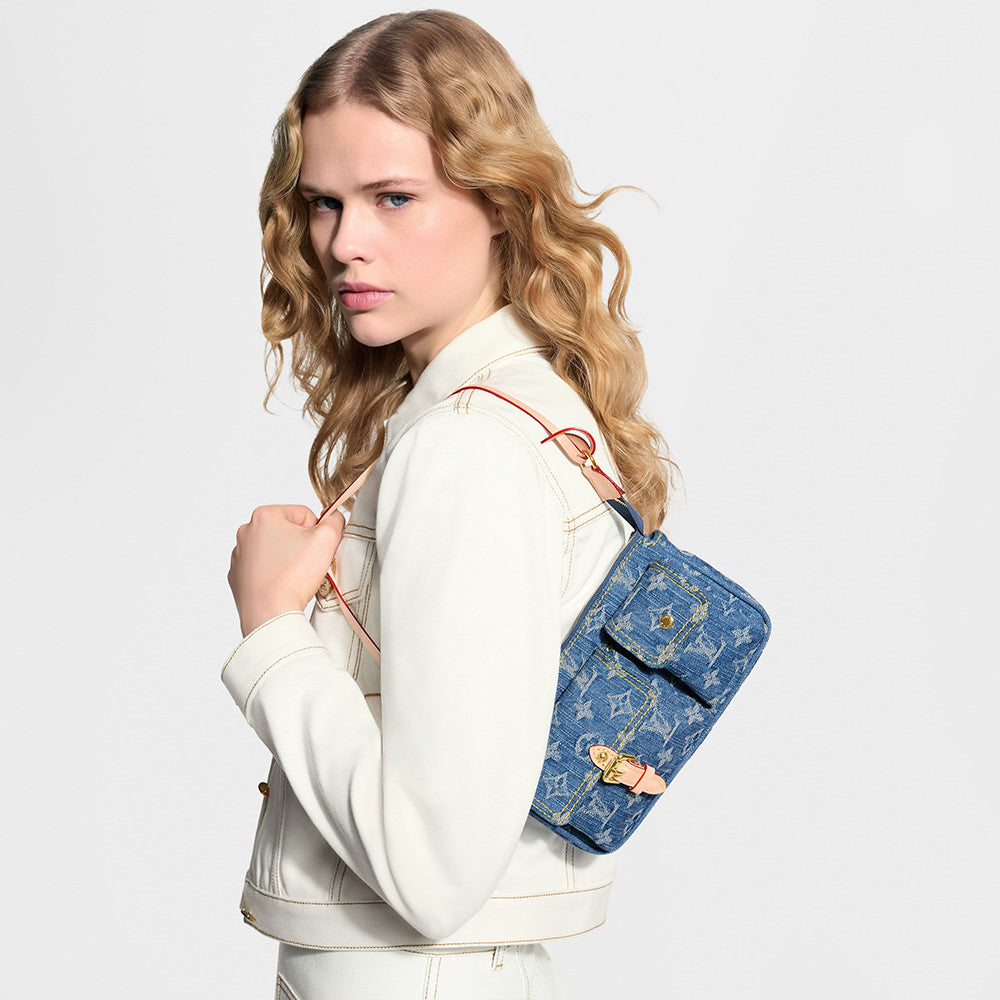 LOUIS VUITTON Baggy Nano Diane Pochette Accessoire Cargo Side Trunk MM Monogram Denim Handbags #381842