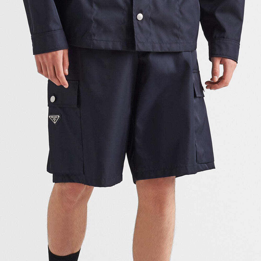 Prada Men's Summer Solid Colour Triangle Logo Nylon Casual Zip Up Shorts Pants #99229