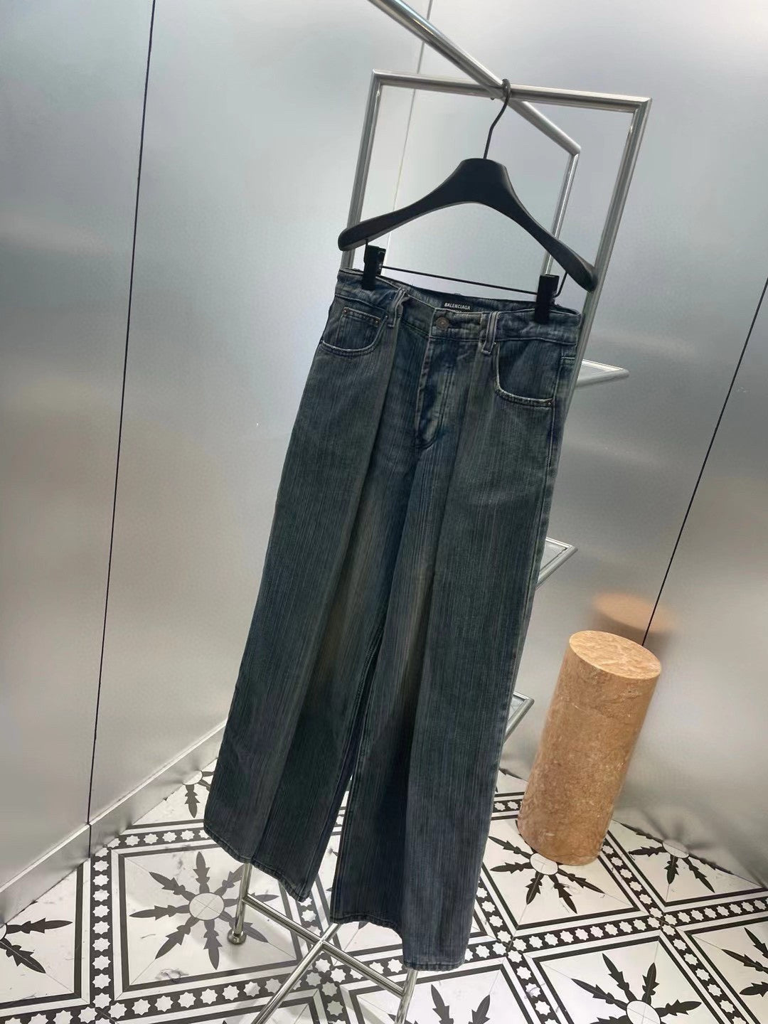 Balenciaga Balenciaga Men's Women's Autumn 2023FW New Double Front Double Leg Jeans Pants #97463