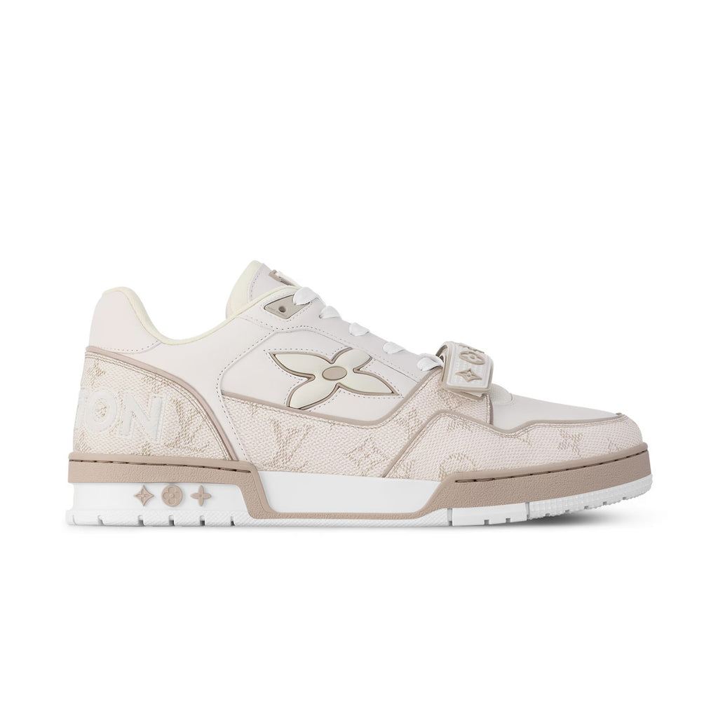 Louis Vuitton LV Trainer Men's Solid Color Plain Grained Leather and Monogram Low-Top Lace-Up Sneakers Shoes #77521