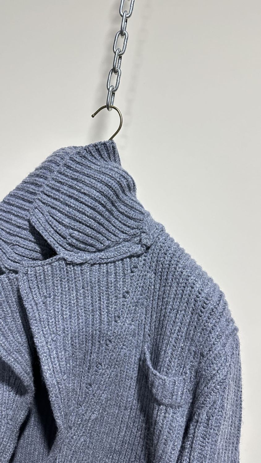 Bottega Veneta Men's Fall/winter Gray Chunky Knit Jacket - Comfortable Warmth. Functional Pockets And Minimalist Design #75722