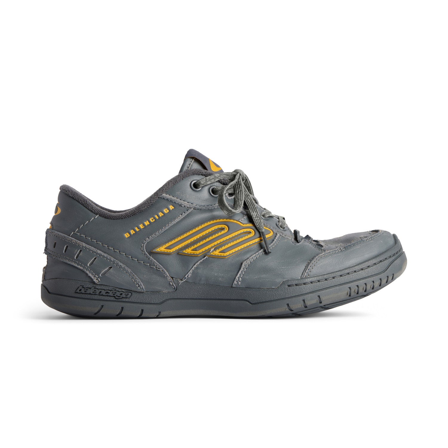 Balenciaga Hamptons Worn-Out Men's and Women's Solid Color Cowhide Leather and Polyester Low-Top Lace-Up Sneakers Shoes #77981