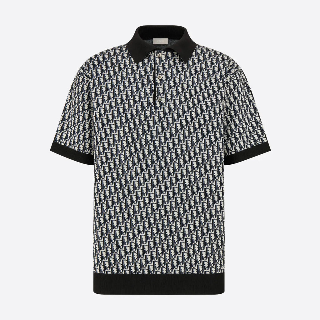 Dior Men's Summer Graphic All Over Print Polo Neck Straight Short Sleeve T-Shirt #99187