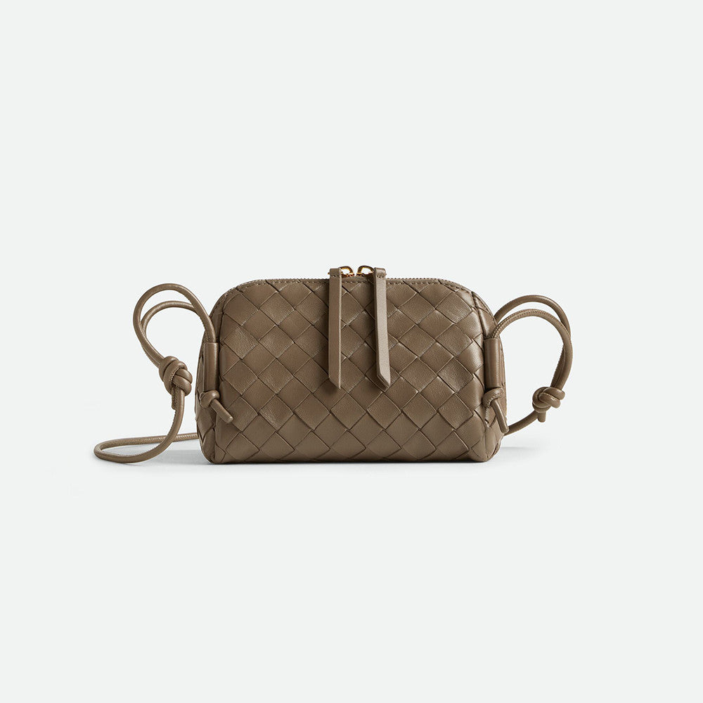 Bottega Veneta Women's Concert Intrecciato Weave Adjustable Tubular Shoulder Strap Sliding Knotted Sheepskin Clutch #332754