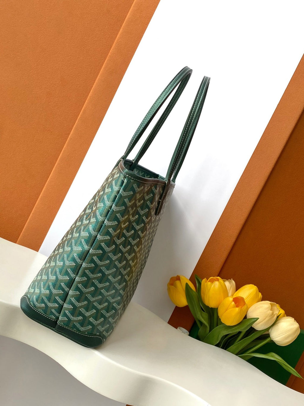 GOYARD Artois Men's Women's Y Word Old Flower Full Print Leather Shoulder Bag Zipper Closure Casual Tote Bags #77388