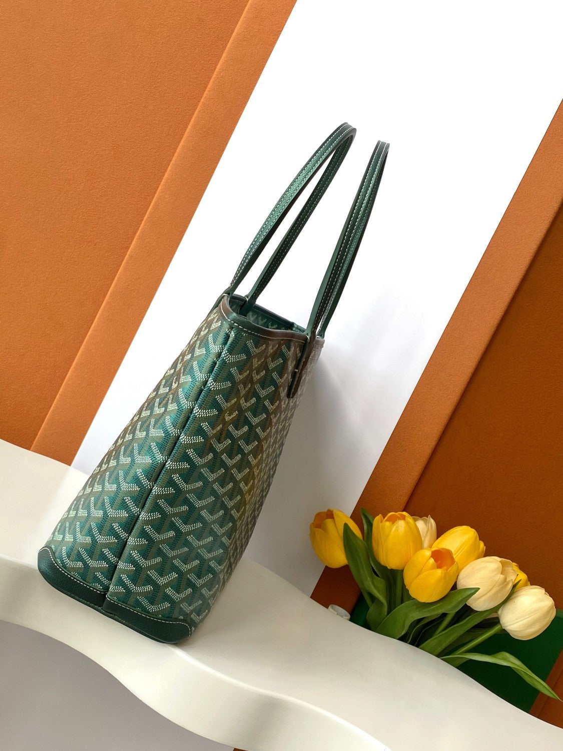 GOYARD Artois Men's Women's Y Word Old Flower Full Print Leather Shoulder Bag Zipper Closure Casual Tote Bags #77388