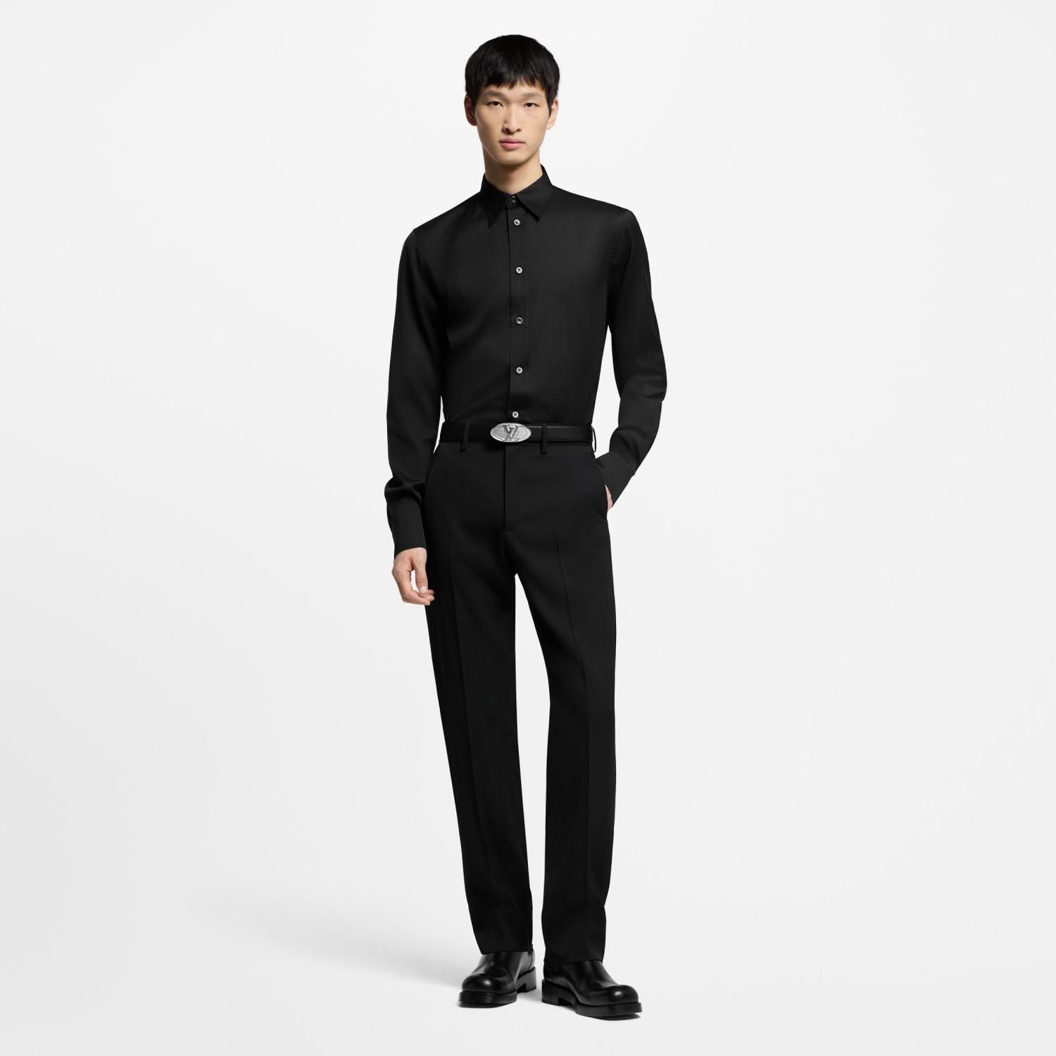 Louis Vuitton SS25 Men's Spring and Summer Solid Color Sheep Wool Straight Casual Pants #332664