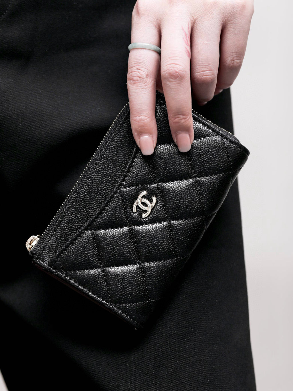 Chanel Diamond Pattern Design Brand Logo Grained Calfskin Card Holder Wallet #262345