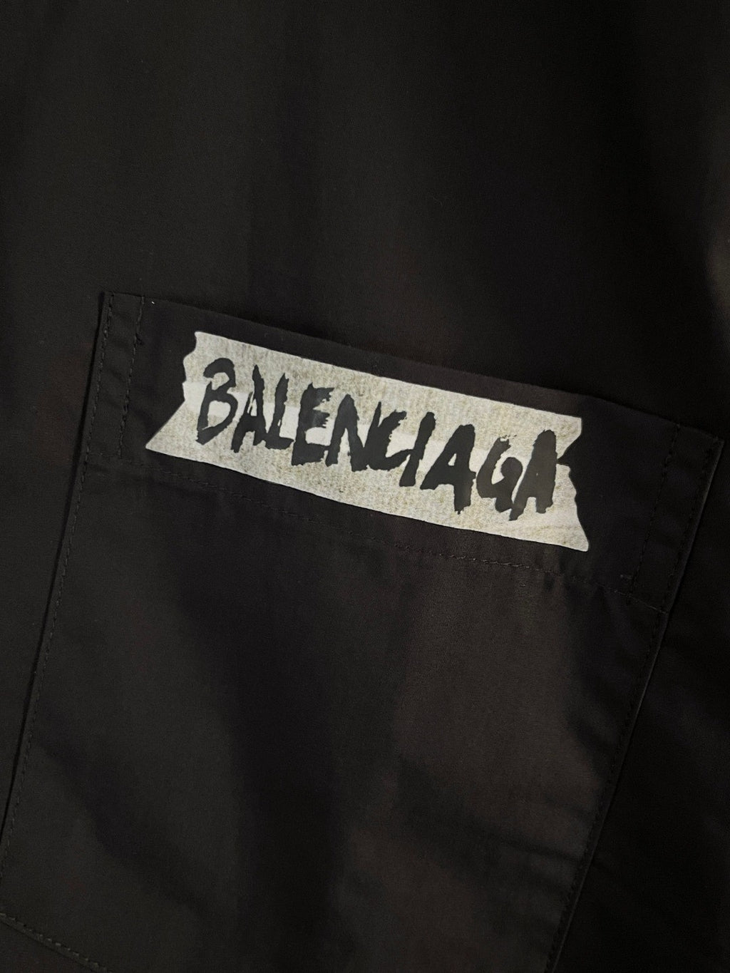 Balenciaga Men's Masking Tape Long Sleeve Shirt Large Fit in Black #337143