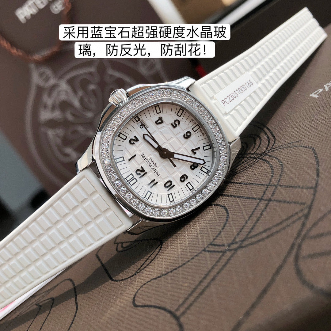 Patek Philippe Mechanical Watches With Diamonds On Silicone Straps Watch #96352