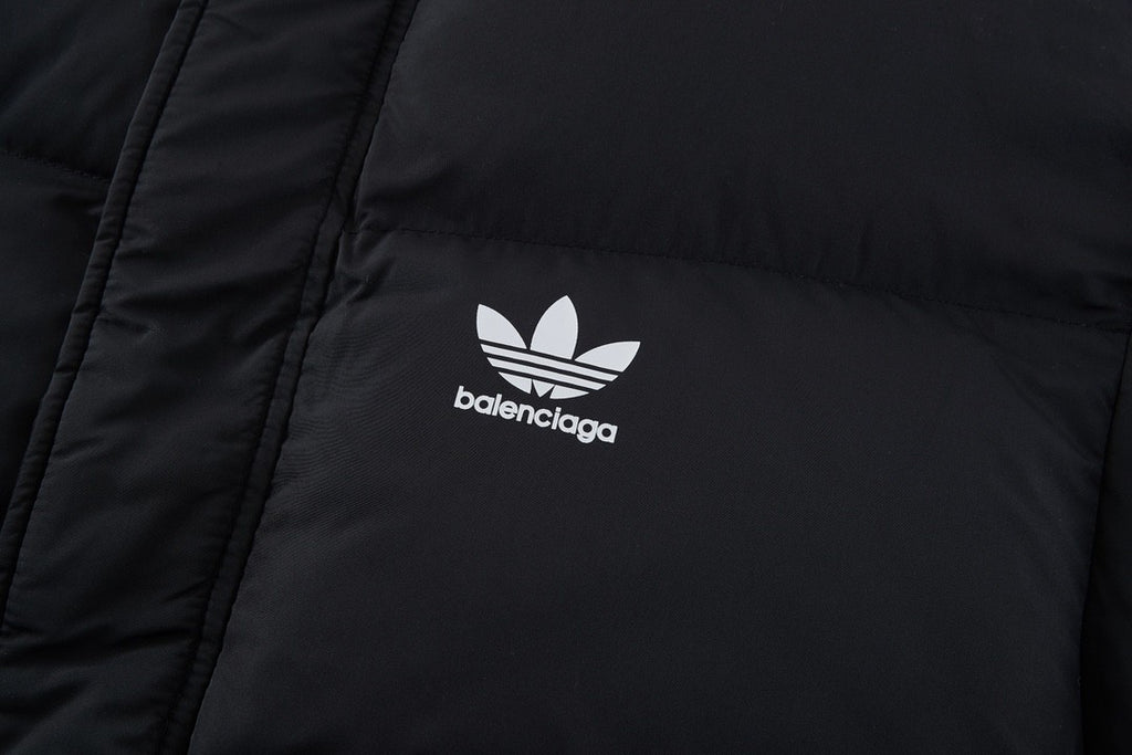 Balenciaga X Adidas Men's Winter Black Logo Print Stand Collar Puffer Down Jacket #73539