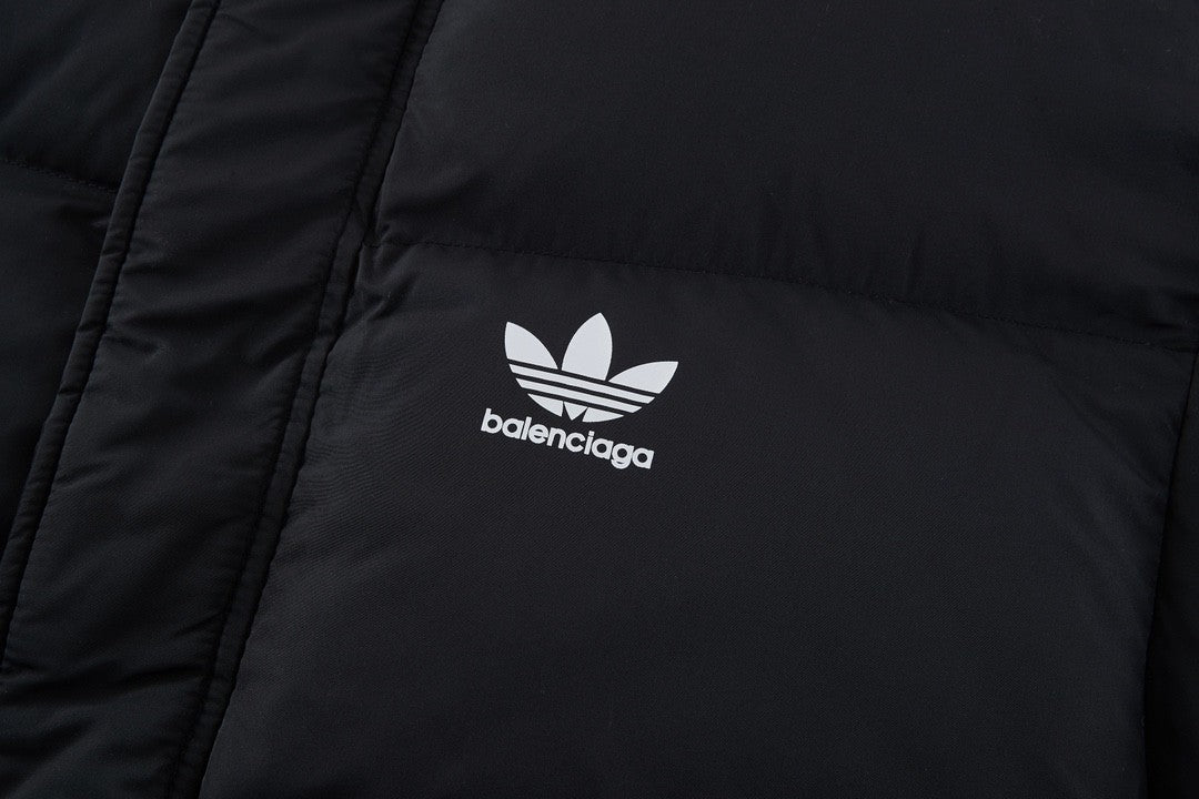 Balenciaga X Adidas Men's Winter Black Logo Print Stand Collar Puffer Down Jacket #73539