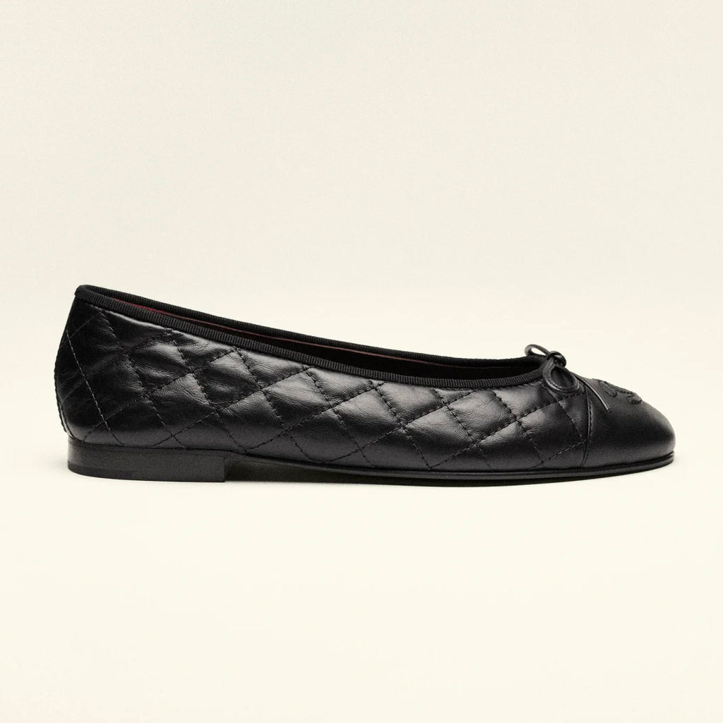 Chanel Women's Spring/Summer Solid Color Diamond Textured Leather Ballet Shoes #77665