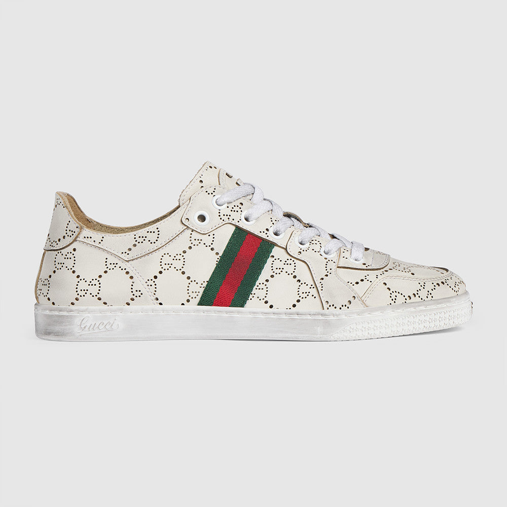 GUCCI Men's Stretch Low-top Sneaker in Sand and  GG canvas #383928