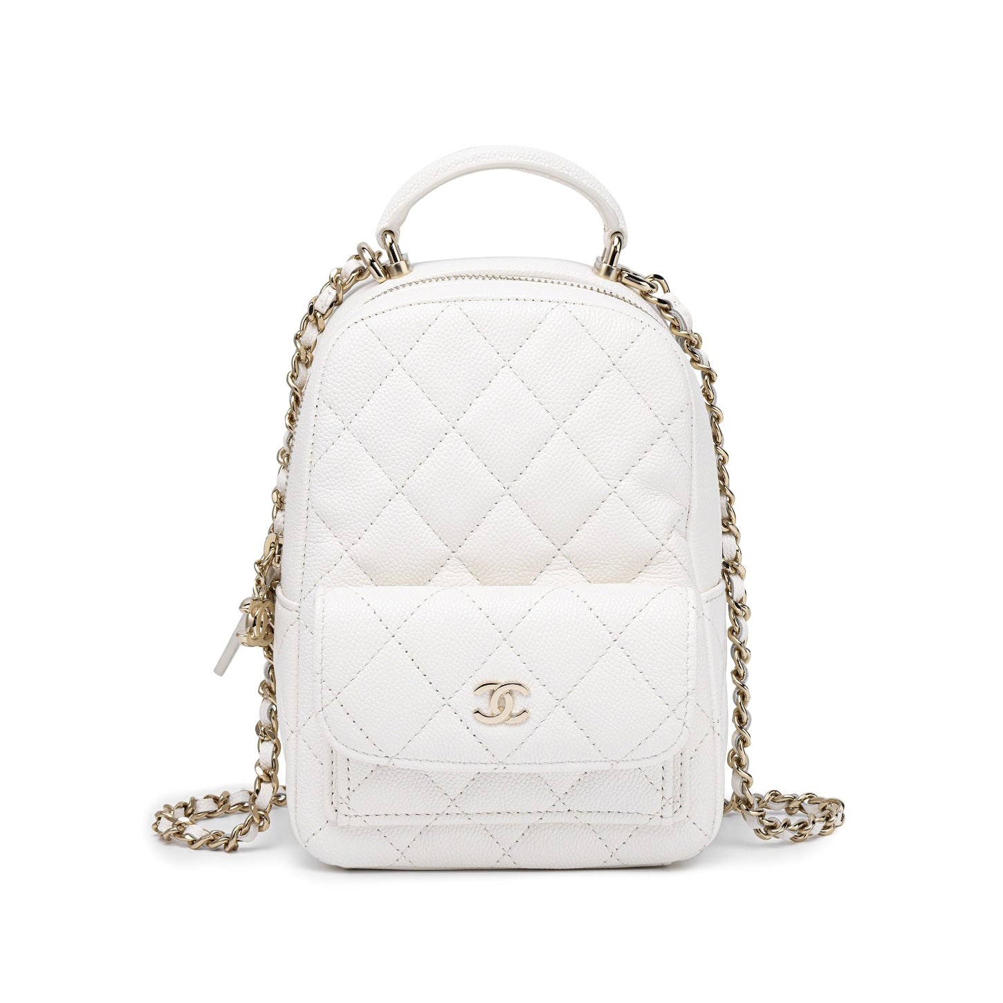 Chanel Women's Solid Color Chain Shoulder Strap Grained Cowhide Mini Backpack Bag Bags #77138