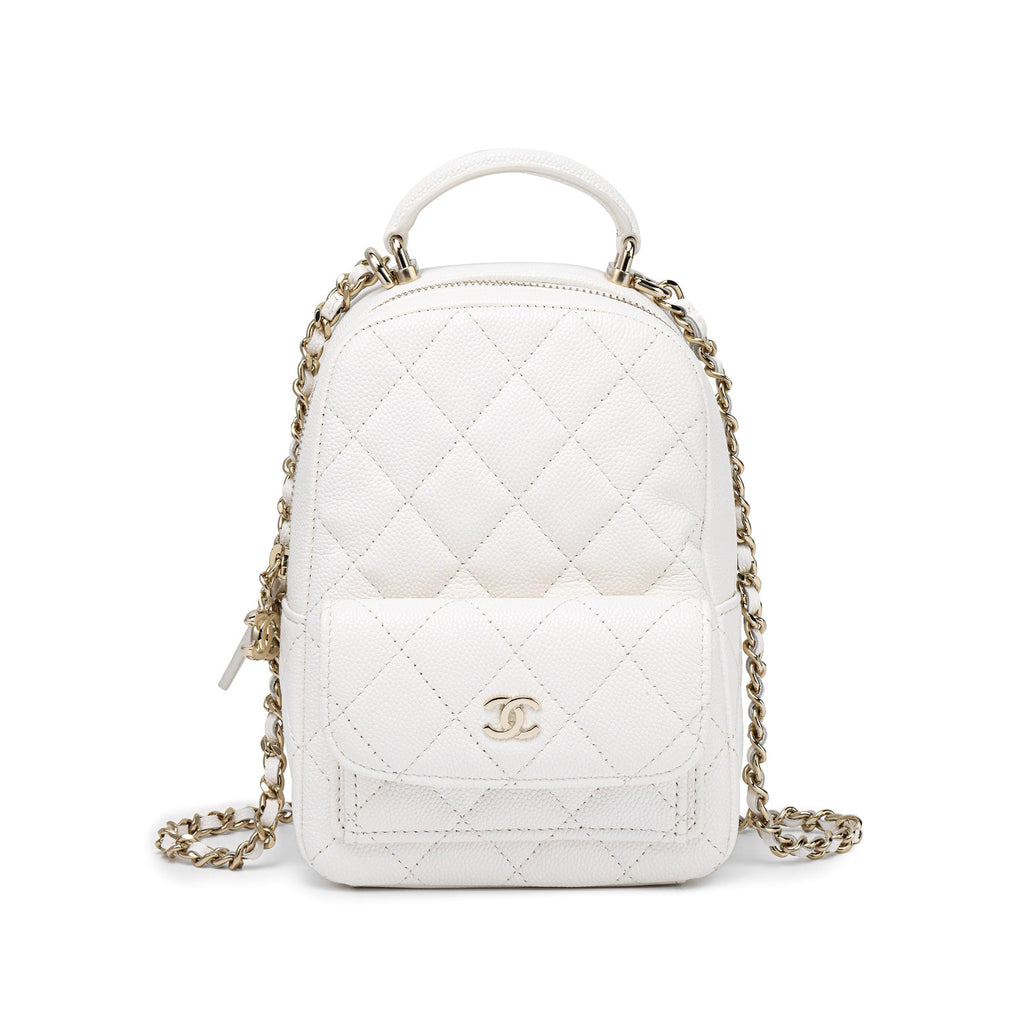 Chanel Women's Solid Color Chain Shoulder Strap Grained Cowhide Mini Backpack Bag Bags #77138