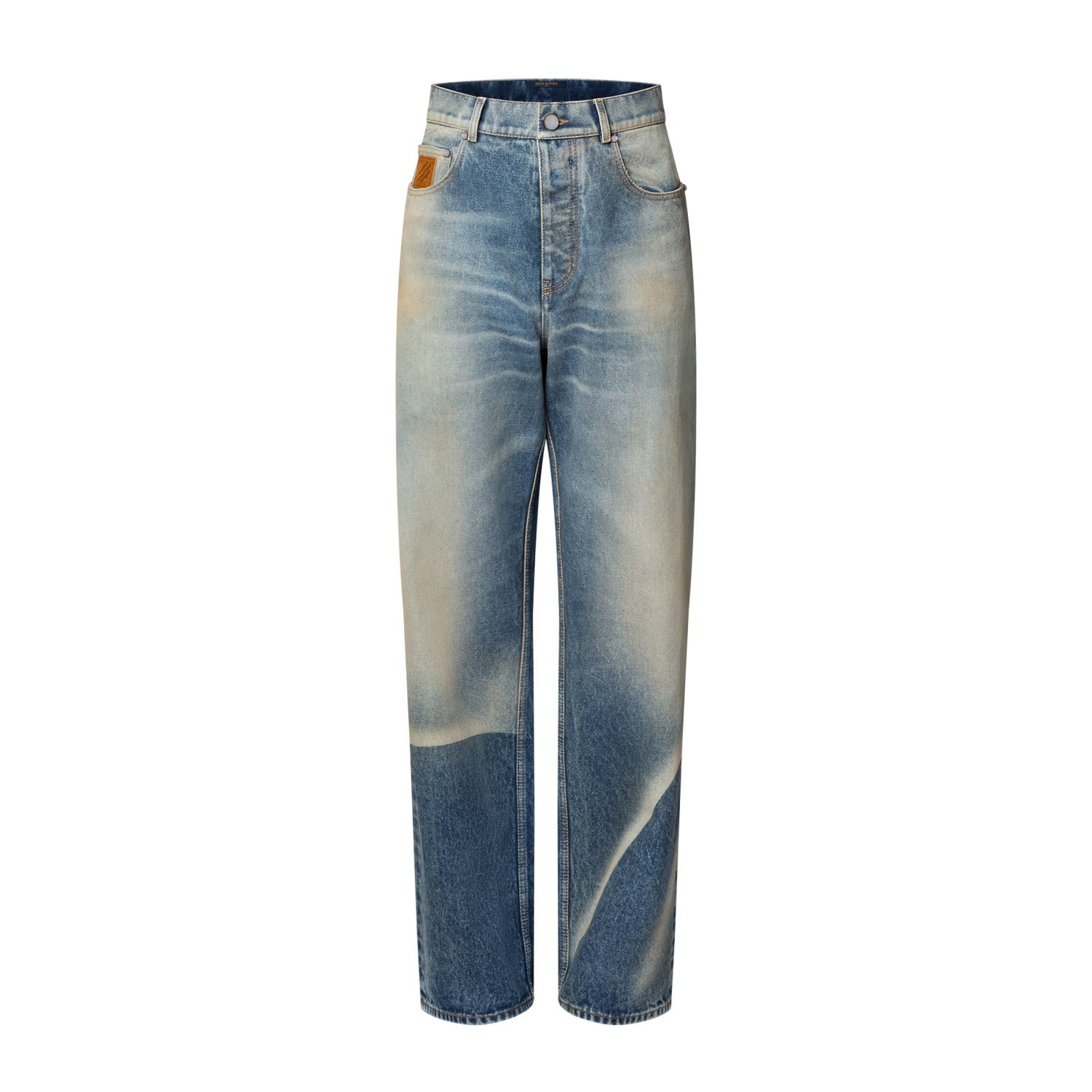 Louis Vuitton Men's Spring And Fall Blue Washed Bright Line Loose Long Jeans Pants #75247