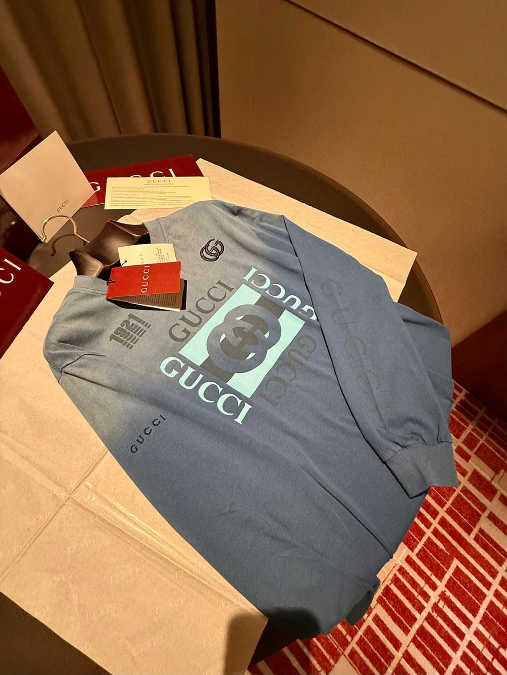 Gucci Men's And Women's Spring/Summer Solid Color Fashion Casual Gradient Print Plain Weave Long Sleeve Round Neck Sweatshirt #78275
