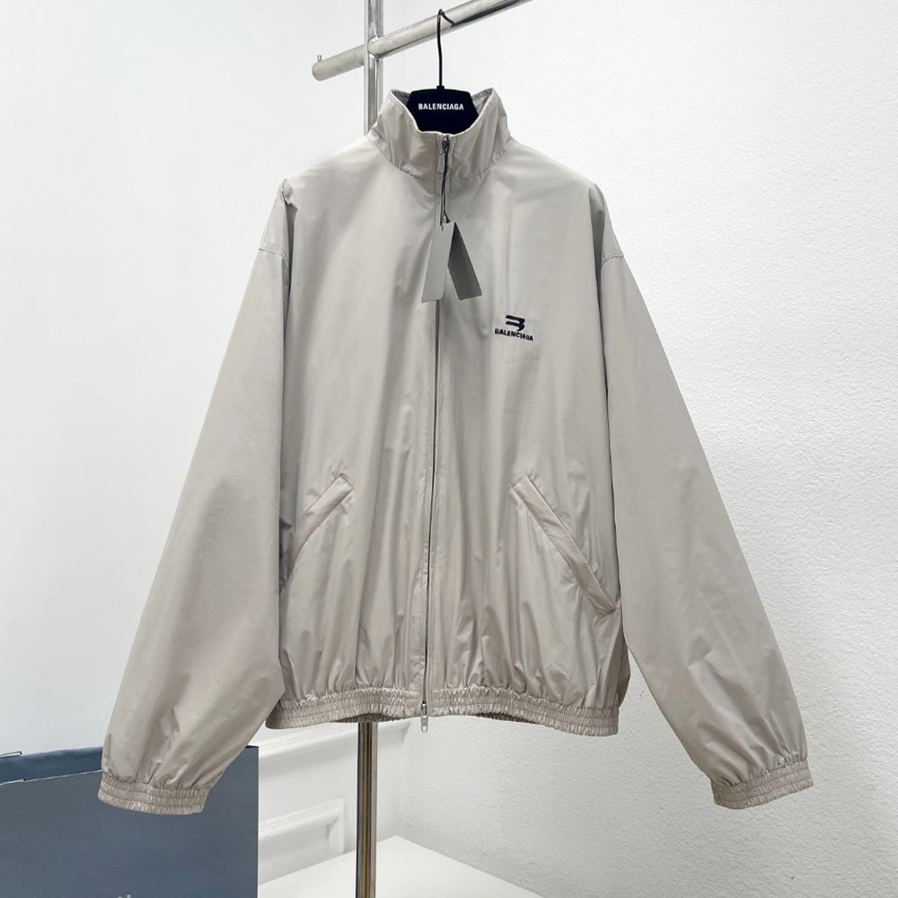 Balenciaga Men's Spring/Autumn Solid Color Embroidered Logo Print Zipper Long Sleeve Jacket #77782