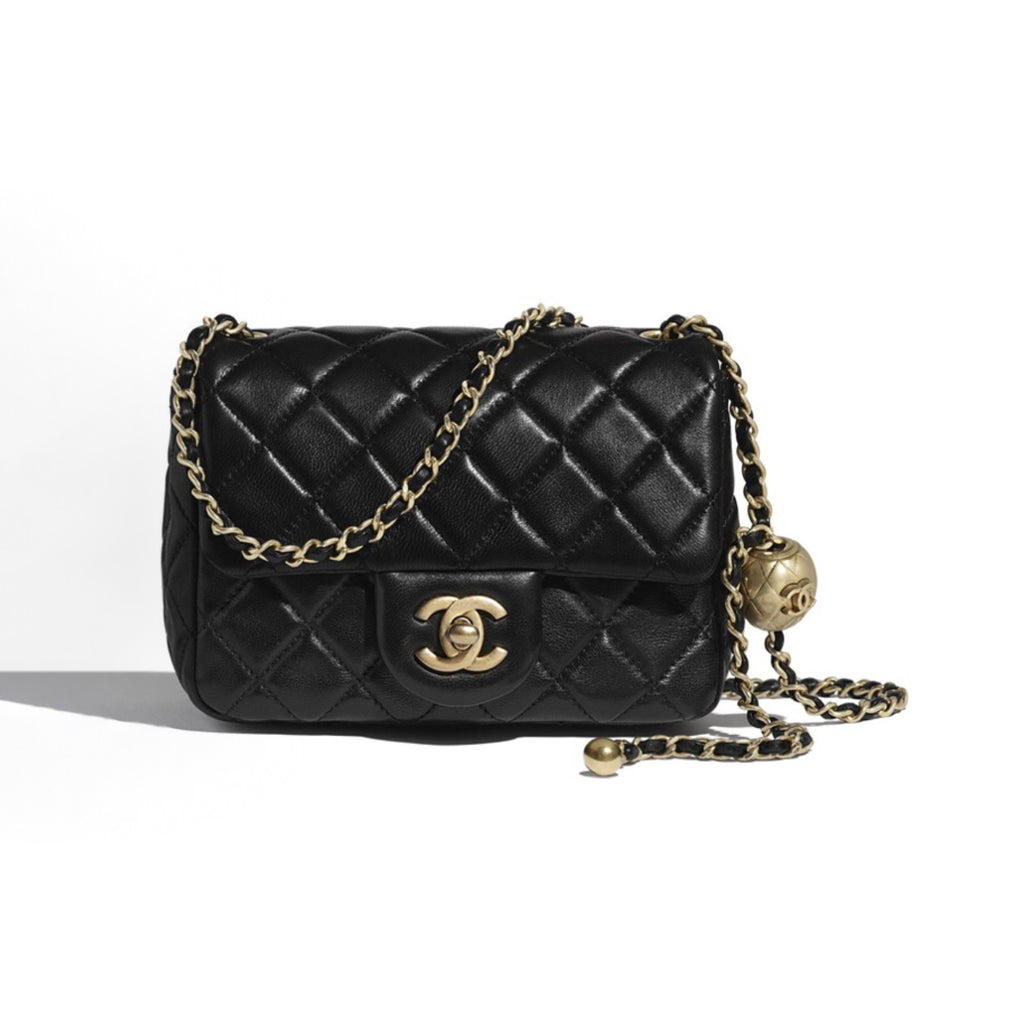 Chanel Women's Adjustable Shoulder Strap Diamond Pattern Gold Buckle Chain Gold Ball Solid Color Leather Crossbody Shoulder Bag Bags #76352