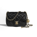 Chanel Women's Adjustable Shoulder Strap Diamond Pattern Gold Buckle Chain Gold Ball Solid Color Leather Crossbody Shoulder Bag Bags #76352