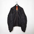 Vetements Men's Women's Spring and Autumn Solid Color Zipper Reversible Wearable Pilot Jacket Loose Casual Jacket #99364