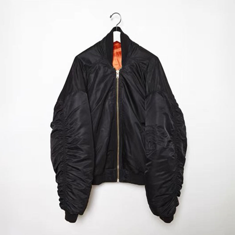 Vetements Men's Women's Spring and Autumn Solid Color Zipper Reversible Wearable Pilot Jacket Loose Casual Jacket #99364