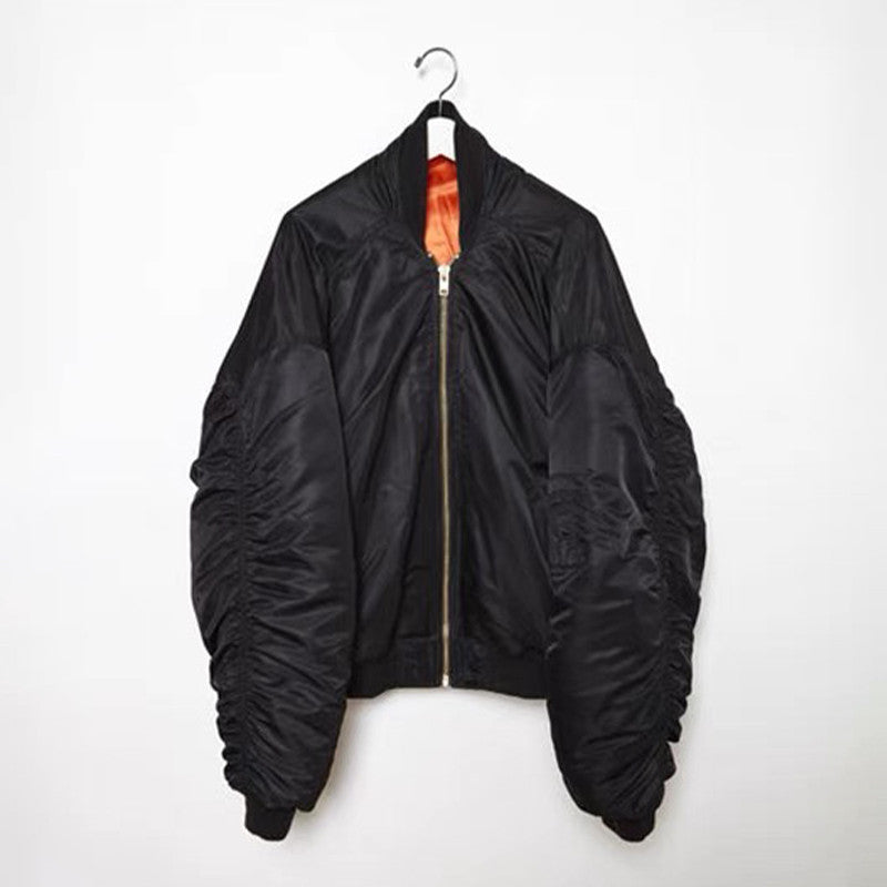 Vetements Men's Women's Spring and Autumn Solid Color Zipper Reversible Wearable Pilot Jacket Loose Casual Jacket #99364
