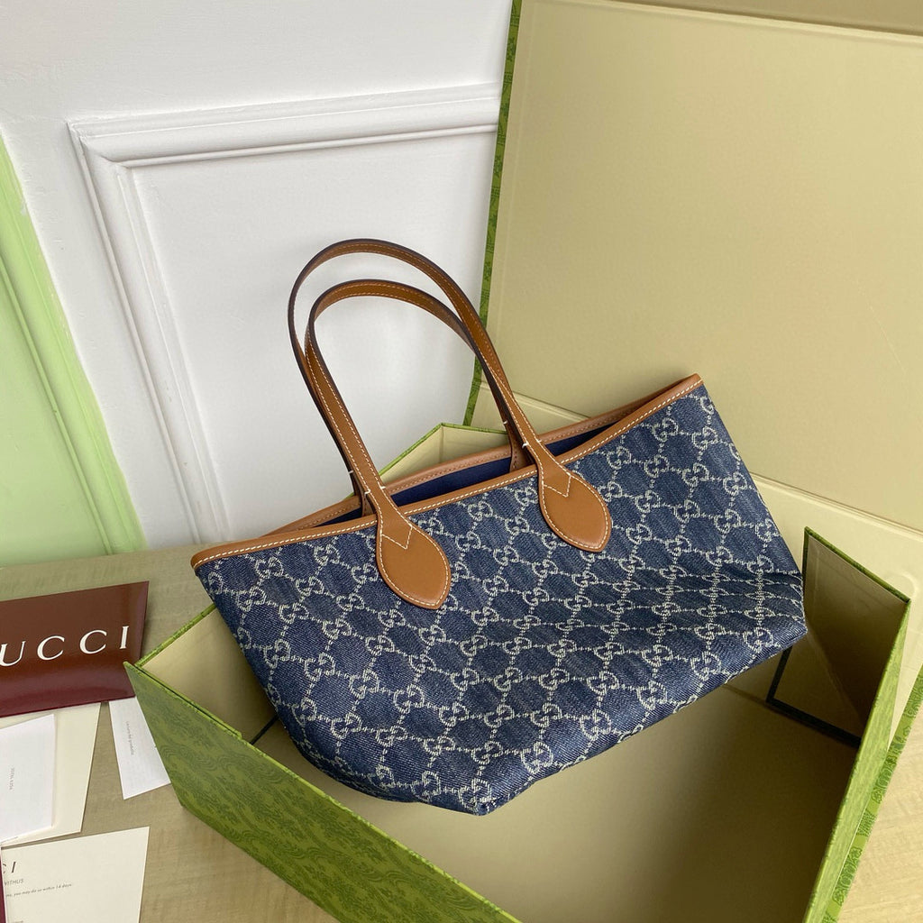 Gucci Totissima Women's Branded Classic Printed Denim Tote Bag Tote Shoulder Bags #76511