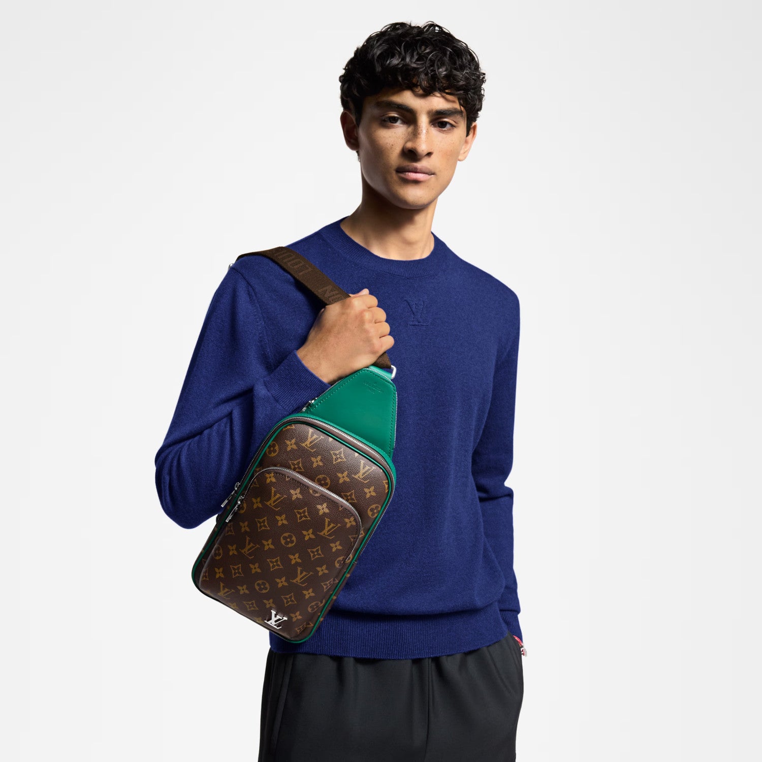 Louis Vuitton Men's AVENUE Shoulder Bag Letter Logo Zipper Closure Colorblocked Leather Casual Crossbody Bag Bags M12734 #81193