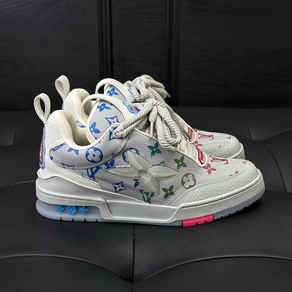 Louis Vuitton LV Skate Men's Colorful Letter Print Leather Low-Top Lace-Up Flat Casual Shoes #77156