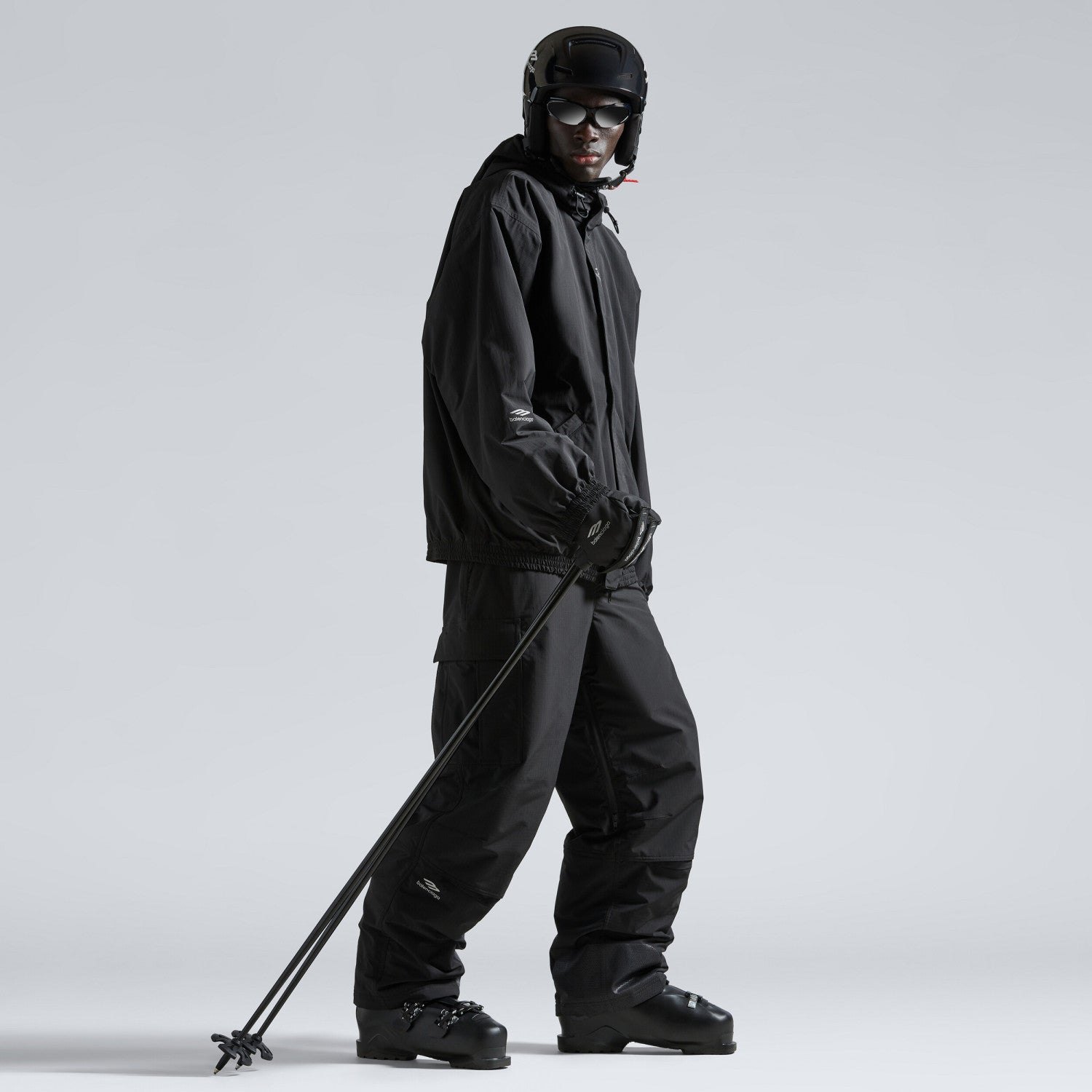 Balenciaga Men's Fall And Winter Composite Elastic Nylon Hooded Drawstring Zipper Long Sleeved Ski Jacket Waist Tie Ski Pants Suit Set #74285