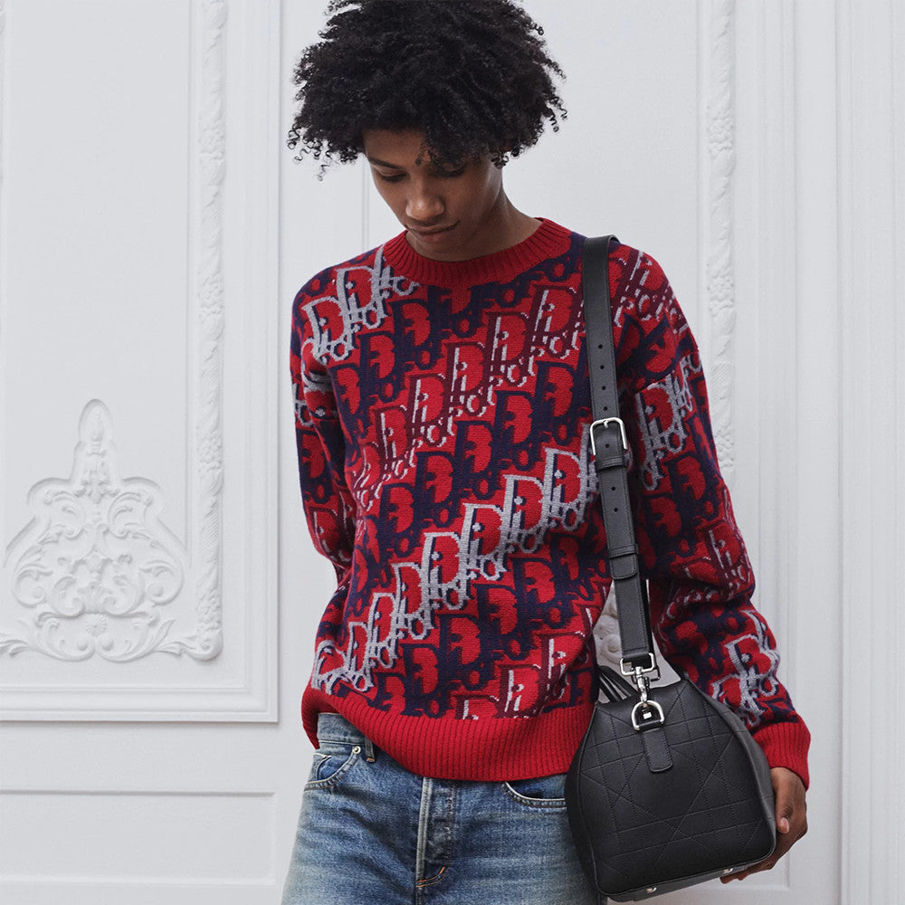 DIOR Dior Oblique Sweater Red Wool Jacquard #375646