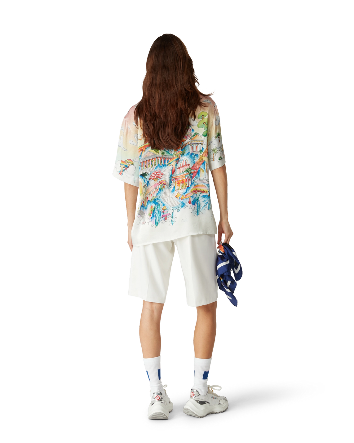 Casablanca Men's Printed Summer Lapel Single-Breasted Silk Loose Short-Sleeved Shirt Ngvp #9887