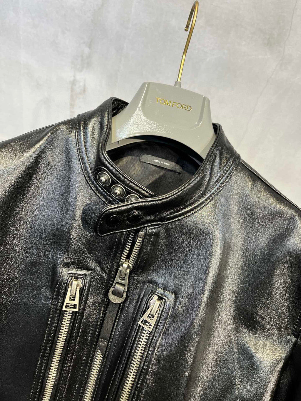 Men's Winter Solid Color Long-sleeved Fitted Zipper Leather Jacket Ngvp #6925
