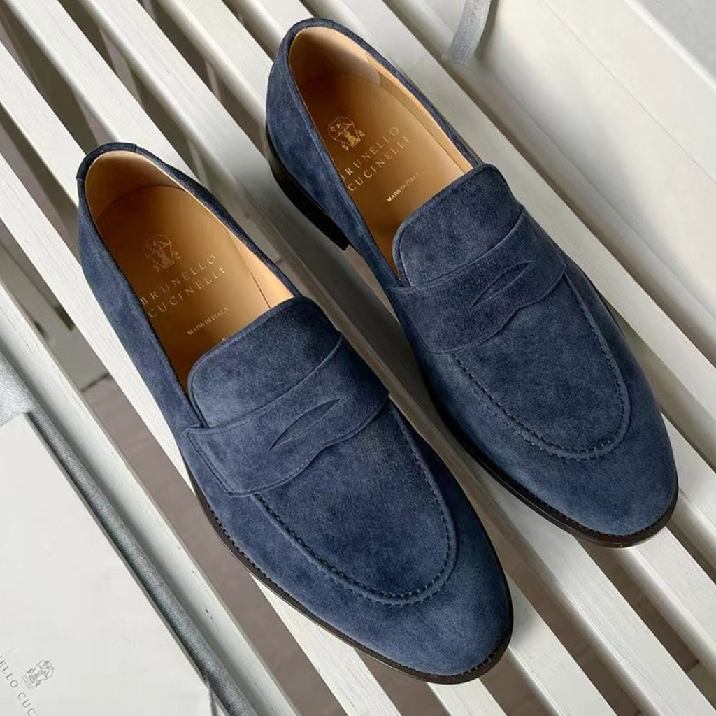 Brunello Cucinelli Men's Fall And Winter Suede Lefebvre Shoes Fashion Trend Business Casual One Foot Stirrup Lefebvre Shoes Temperament Driving Shoes Ngvp #2623