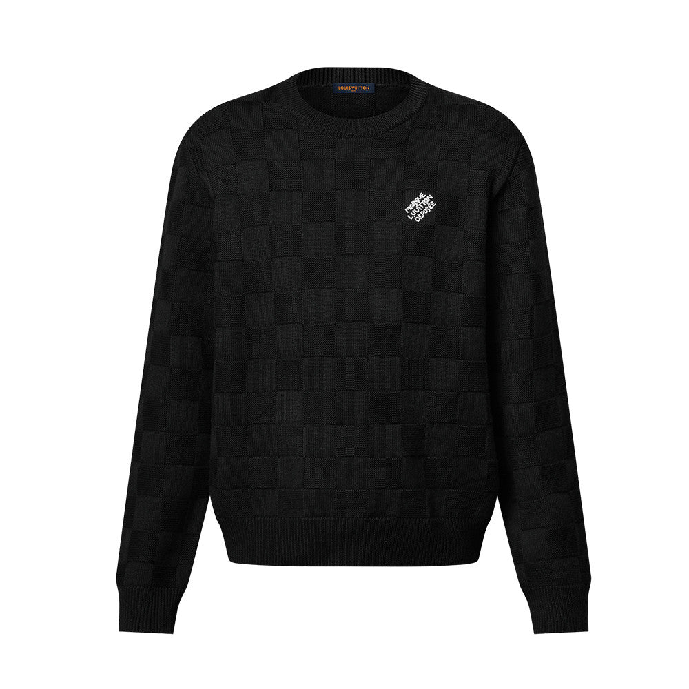 Louis Vuitton Embellished Wool Damier Pullover #333428