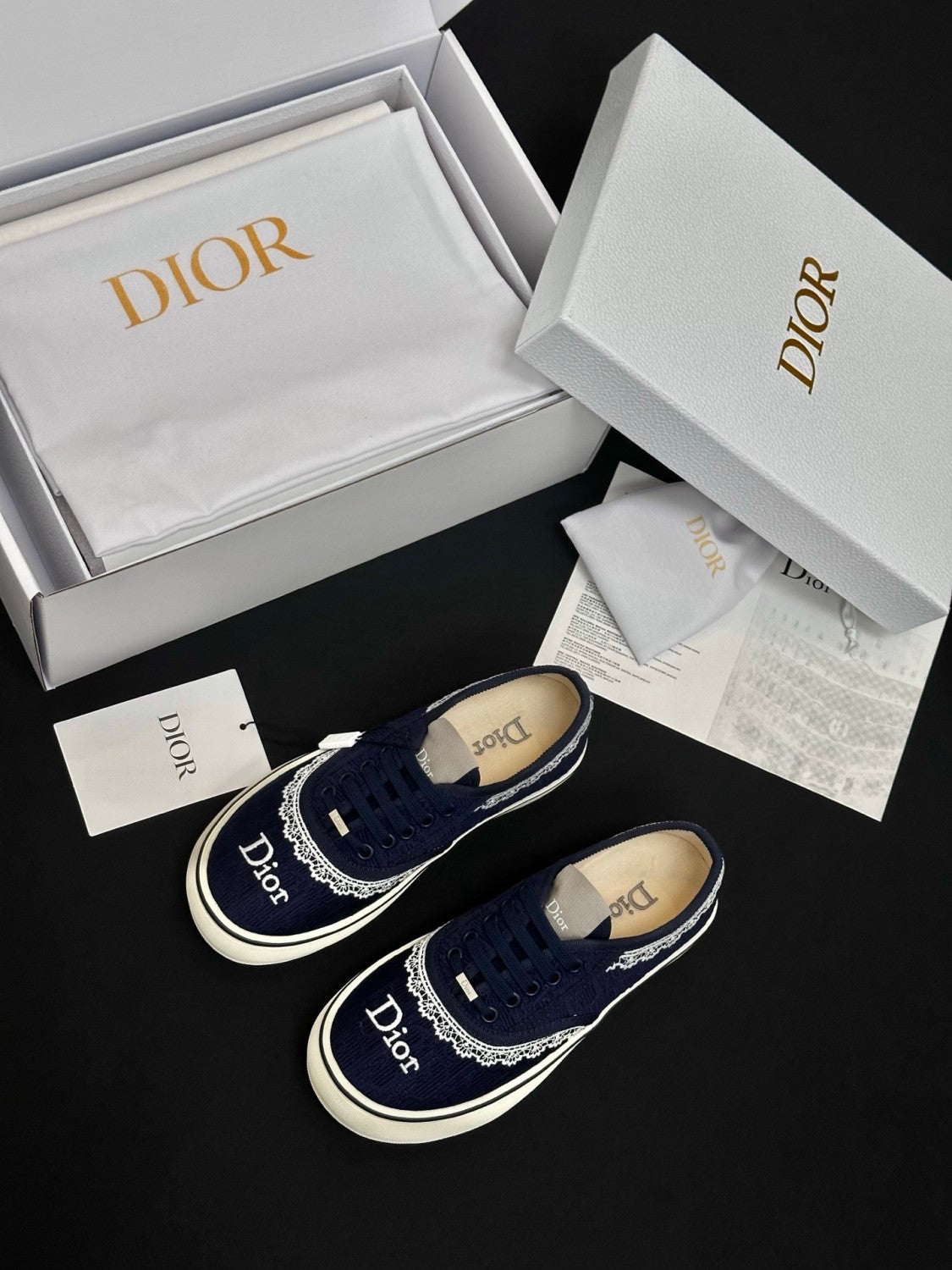 Dior Saltwind Round Toe Lace-up Embroidery Colorful Lace Low-top Canvas Shoes #380451